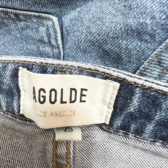 Agolde Women's Devon Low Rise Stacked Stovepipe Cotton Stretch Denim Jeans 25 - Picture 2 of 4
